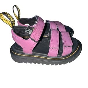 Dr. Martens Kids Purple Leather Velcro Platform Sandals